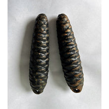 Load image into Gallery viewer, Vintage clock weights black forest cuckoo pine cones set of two
