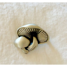 Load image into Gallery viewer, Vintage mid century pewter mushroom brooch pin 1960s
