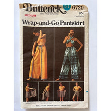 Load image into Gallery viewer, Butterick pattern #6720 vintage 1970&#39;s wrap pant skirt flared top scarf
