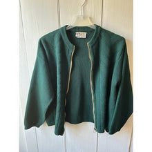 Load image into Gallery viewer, Vintage 60s Wagner cardigan sweater forest green full metal zip wool blend

