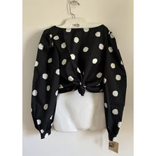Load image into Gallery viewer, Vintage 80s secretary top size 14 polka dots new old stock puff sleeve
