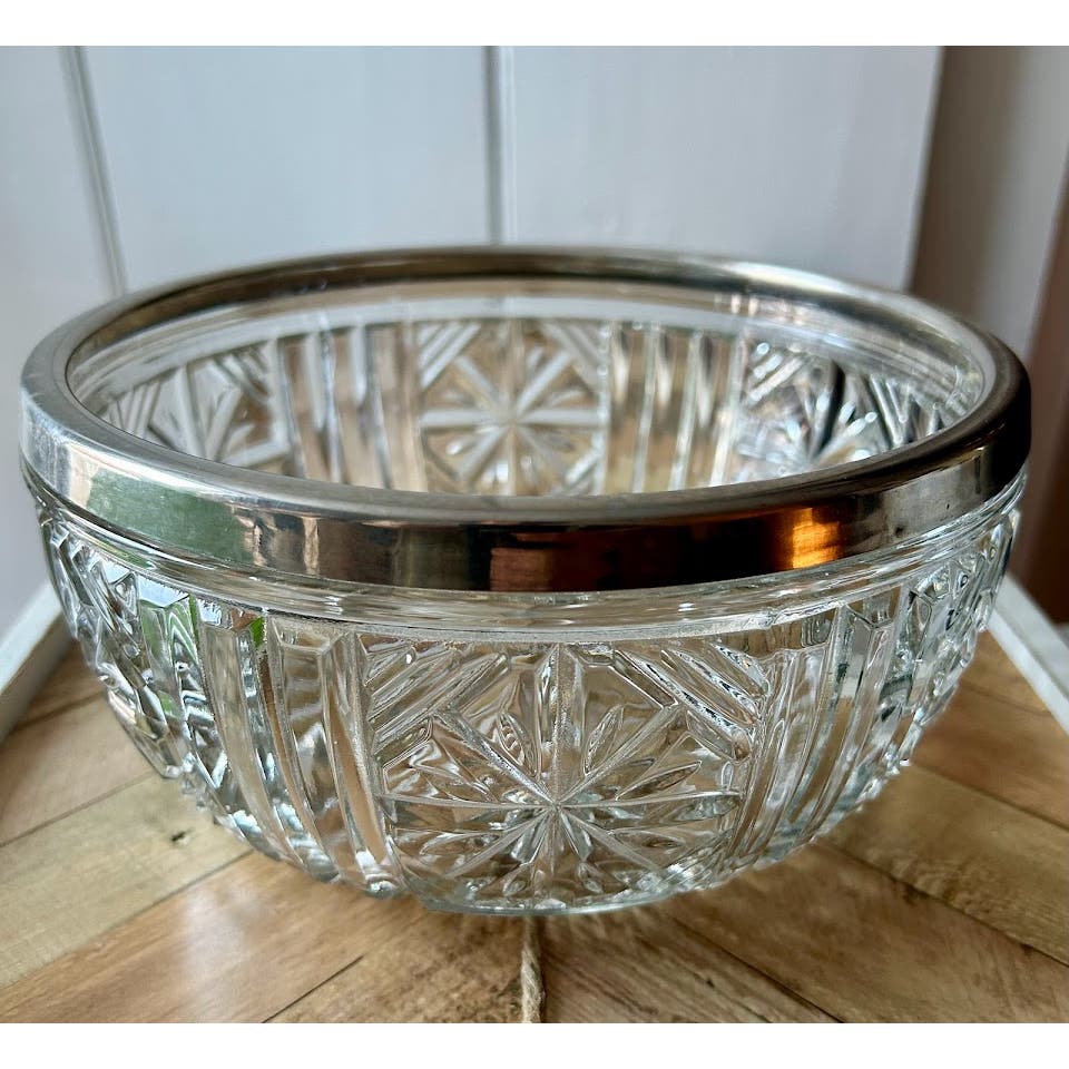 Vintage cut glass English bowl brilliant cut salad bowl