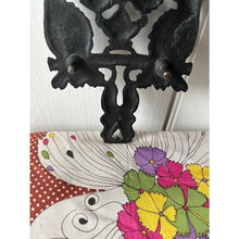 Load image into Gallery viewer, Vintage wrought iron pot holder spoon rest trivet black
