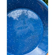 Load image into Gallery viewer, Vintage blue speckled enamelware pots and pans set imperfect
