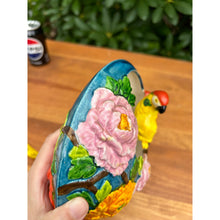 Load image into Gallery viewer, Vintage 1940s parrot hanging bird planter majolica
