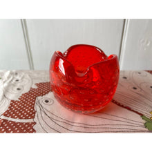 Load image into Gallery viewer, Vintage blown glass bowl ashtray red controlled bubbles
