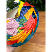 Load image into Gallery viewer, Vintage 1940s parrot hanging bird planter majolica
