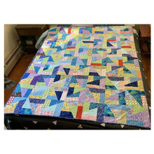 Load image into Gallery viewer, Homemade patchwork quilt 55” x 71” twin throw triangles and rectangles
