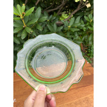 Load image into Gallery viewer, Anchor hocking 8&quot; sandwich plate princess green uranium glass
