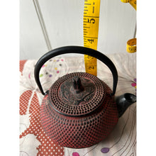 Load image into Gallery viewer, Vintage mini cast iron Japanese teapot small red textured
