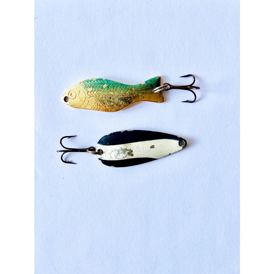 Two small vintage metal fishing lures