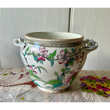 Load image into Gallery viewer, Antique 1920s chinoiserie porcelain jardinière floral pot 4&quot;
