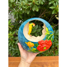 Load image into Gallery viewer, Vintage 1940s parrot hanging bird planter majolica
