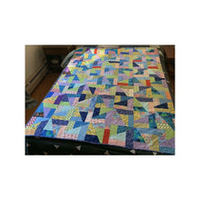 Load image into Gallery viewer, Homemade patchwork quilt 55” x 71” twin throw triangles and rectangles
