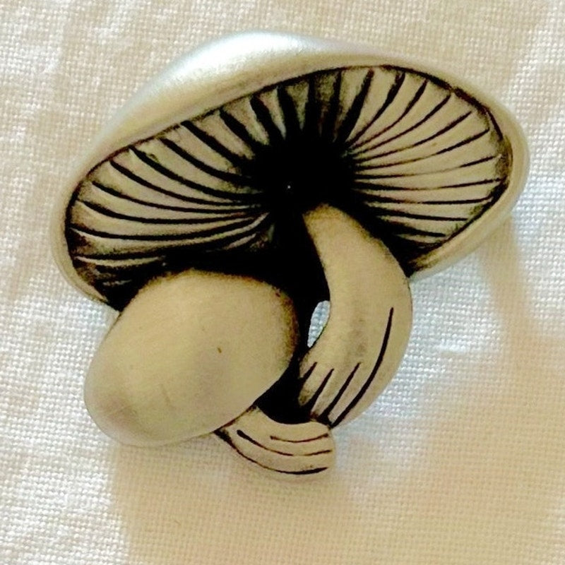 Vintage mid century pewter mushroom brooch pin 1960s