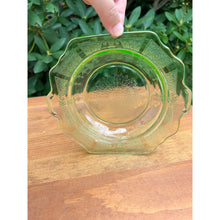 Load image into Gallery viewer, Anchor hocking 8&quot; sandwich plate princess green uranium glass
