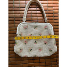Load image into Gallery viewer, Vintage 1960s ivory floral beaded handbag purse
