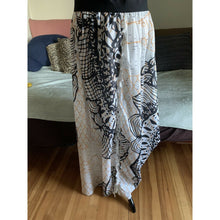 Load image into Gallery viewer, Vintage long maxi wrap skirt cover up size M/L geometric semi sheer elastic waist
