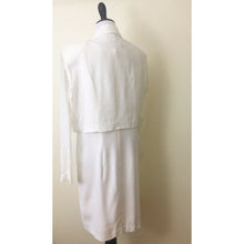 Load image into Gallery viewer, Vintage 90s dress and jacket set size 14 cream 1980s/90s shoulder pads suit lace
