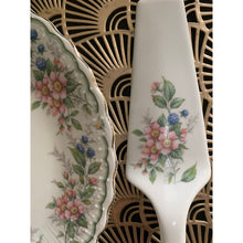 Load image into Gallery viewer, Andrea by Sadek cake plate and server floral porcelain with gold trim 10”
