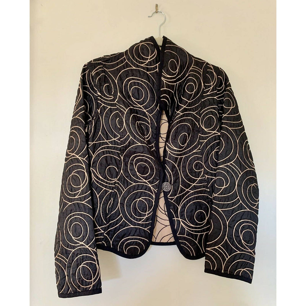 Vintage Trimdin reversible quilted jacket art medium/large embroidered