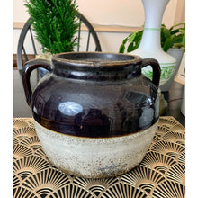 Load image into Gallery viewer, Antique baked bean pot crock with handles stoneware ceramic imperfect
