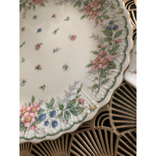 Load image into Gallery viewer, Andrea by Sadek cake plate and server floral porcelain with gold trim 10”
