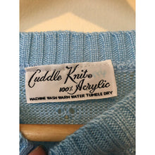 Load image into Gallery viewer, Vintage sweater size small/medium light blue lightweight Cuddle Knit eyelet
