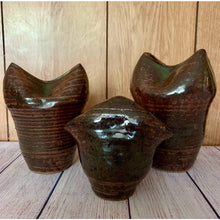 Load image into Gallery viewer, Vintage studio art mid century ceramic brown glazed stoneware vases
