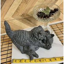 Load image into Gallery viewer, Kittens playing sculpture grey cats plaster resin mold door stop as is

