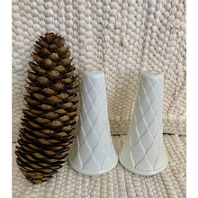 Load image into Gallery viewer, Vintage melamine white textured salt and pepper shakers
