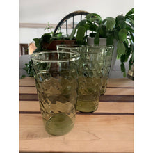 Load image into Gallery viewer, Vintage 1960&#39;s Set 4 Avocado Green Indiana Textured 5” Tall Drinking Glasses
