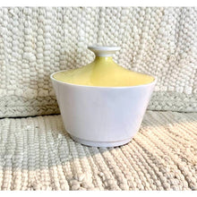 Load image into Gallery viewer, Vintage melamine sugar bowl pale yellow and white dish
