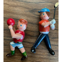 Load image into Gallery viewer, Vintage wooden sports ornaments golf soccer

