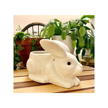 Load image into Gallery viewer, Ceramic bunny rabbit hanging planter pot vase 5&quot;
