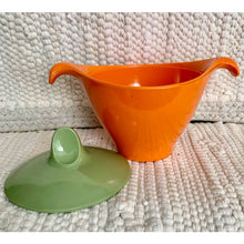 Load image into Gallery viewer, Vintage melamine sugar bowl dish orange green
