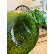 Load image into Gallery viewer, Vintage mid century green glass optic bowl ball vase diamond pattern scalloped edge
