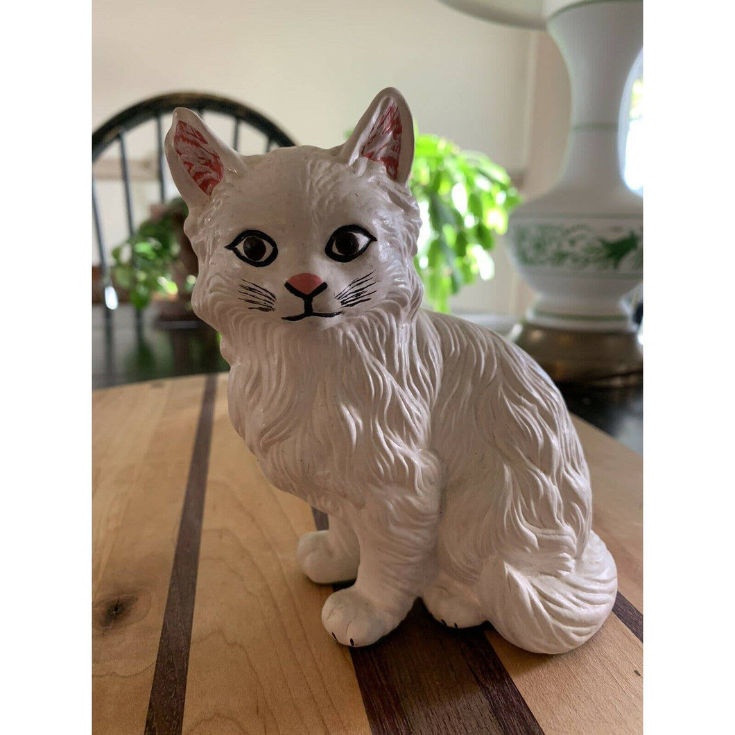 Vintage White Ceramic Cat Figurine 5