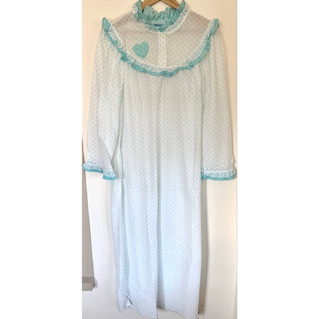 Vintage nightgown blue size L Kimberly Laine granny  sleepshirt cottage core