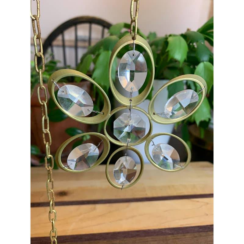 Mcm christmas crystal brass hanging window snowflake 4