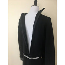 Load image into Gallery viewer, Vintage 1960s Dress Size 12 Black Long Sleeve Rhinestone Collar Cuff Belt Wool
