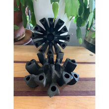 Load image into Gallery viewer, Vintage mcm mini candle holders heavy cast iron metal 1960s black Danish modern
