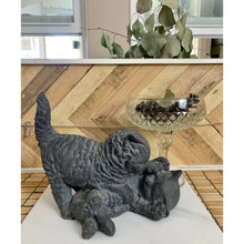 Load image into Gallery viewer, Kittens playing sculpture grey cats plaster resin mold door stop as is
