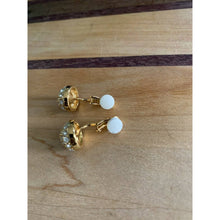 Load image into Gallery viewer, Vintage Swarovski Gold And Crystal Button Clip Earrings
