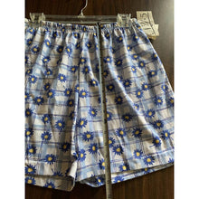 Load image into Gallery viewer, Vintage 70s 80 floral shorts size large blue pull up

