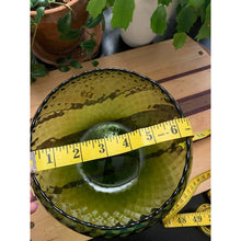 Load image into Gallery viewer, Vintage mid century green glass optic bowl ball vase diamond pattern scalloped edge
