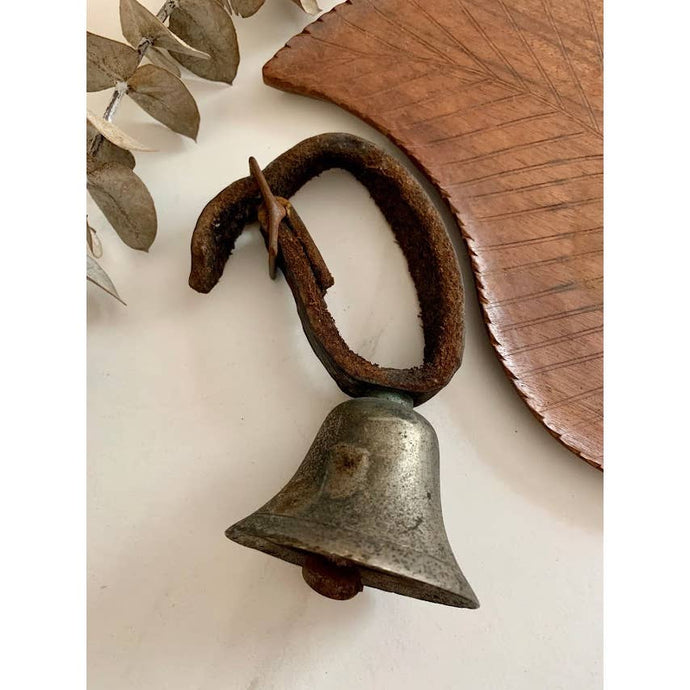 antique goat bell leather strap