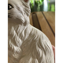 Load image into Gallery viewer, Vintage White Ceramic Cat Figurine 5&quot; Hand Painted Persian Kitty
