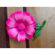 Load image into Gallery viewer, Vintage mcm pink flower enamel brooch
