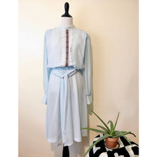 Load image into Gallery viewer, Vintage Prairie Dress Sz 10 Semi Sheer Elastic Waist Blue Chiffon Long Sleeve
